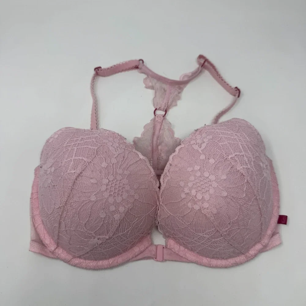 PINK Victoria's Secret Floral Lace Date Underwire Racerback Push-Up Bra 32DD